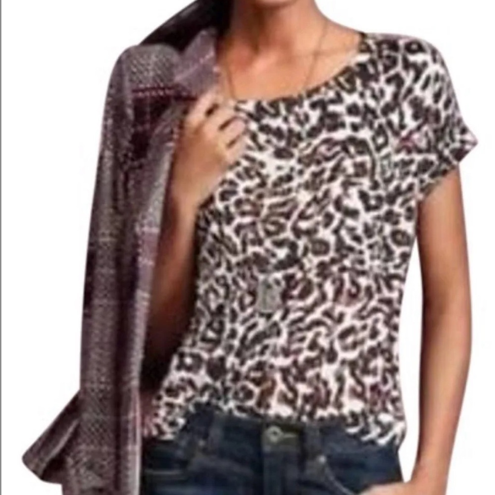 Cabi Animal Print Crop Top Size Medium Leopard Tee Knit